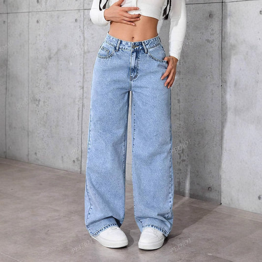 Jeans Imprimés Femme – Été, Coupe Large et Tendance
