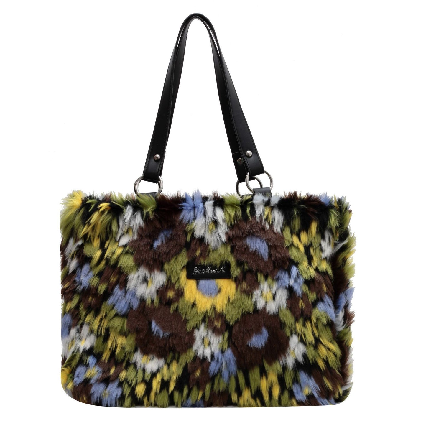 Sacs d’Hiver en Peluche pour Femmes – Sac à Épaule avec Motif Fleurs